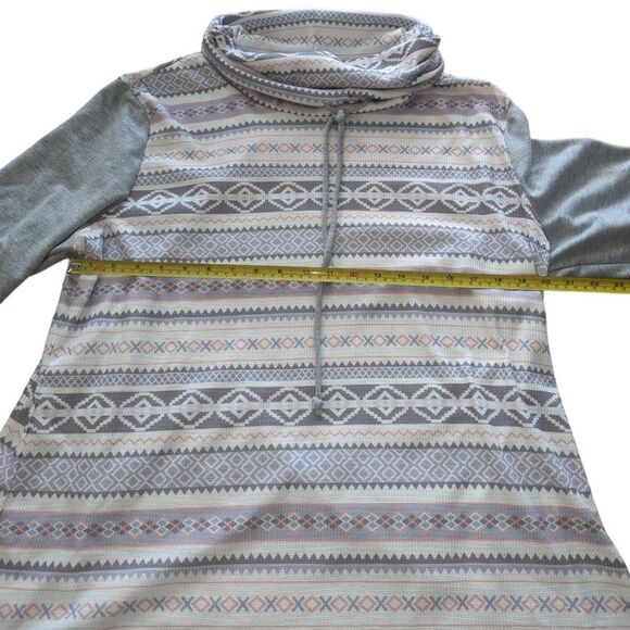 🛍️Western Aztec Long Sleeve Cowl Neck Shirt Size xl - Picture 3 of 5